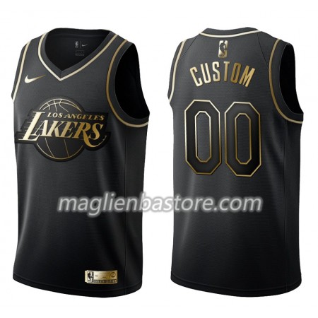 Maglia NBA Los Angeles Lakers Personalizzate Nike Nero Golden Edition Swingman - Uomo